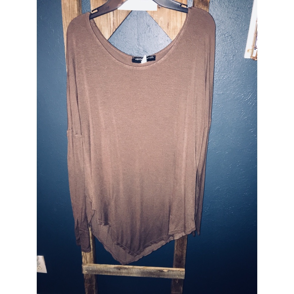 Brown asymmetrical long sleeve top